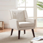 Gris / Bleu lac / Jaune / Gris clair / Beige / Bleu foncé Fauteuil d'appoint capitonné en lin de style Mid-Century - Usage unique