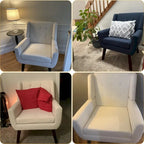 Gris / Bleu lac / Jaune / Gris clair / Beige / Bleu foncé Fauteuil d'appoint capitonné en lin de style Mid-Century - Usage unique