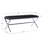 Banc de salle à manger capitonné en similicuir blanc/marron jaunâtre/noir avec pieds en métal en X - Pour 2 personnes