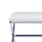 Banc de salle à manger capitonné en similicuir blanc/marron jaunâtre/noir avec pieds en métal en X - Pour 2 personnes