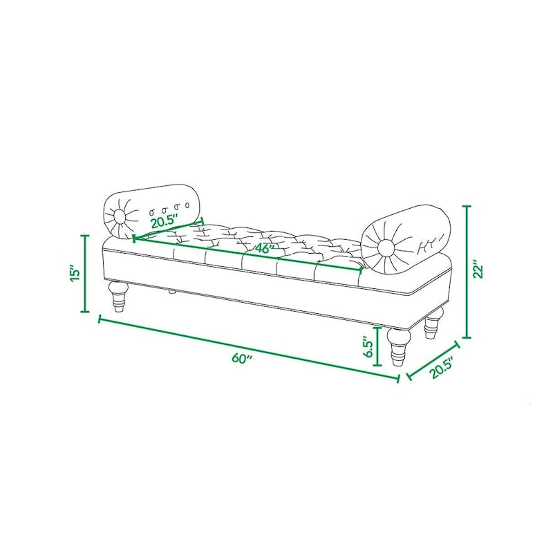 Banquette rembourrée en velours et tissu avec accoudoirs cylindriques – Bleu marine / Anthracite / Violet / Gris / Pêche / Rose / Or / Lavande / Beige / Chartreuse – 2 places