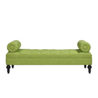 Banquette rembourrée en velours et tissu avec accoudoirs cylindriques – Bleu marine / Anthracite / Violet / Gris / Pêche / Rose / Or / Lavande / Beige / Chartreuse – 2 places