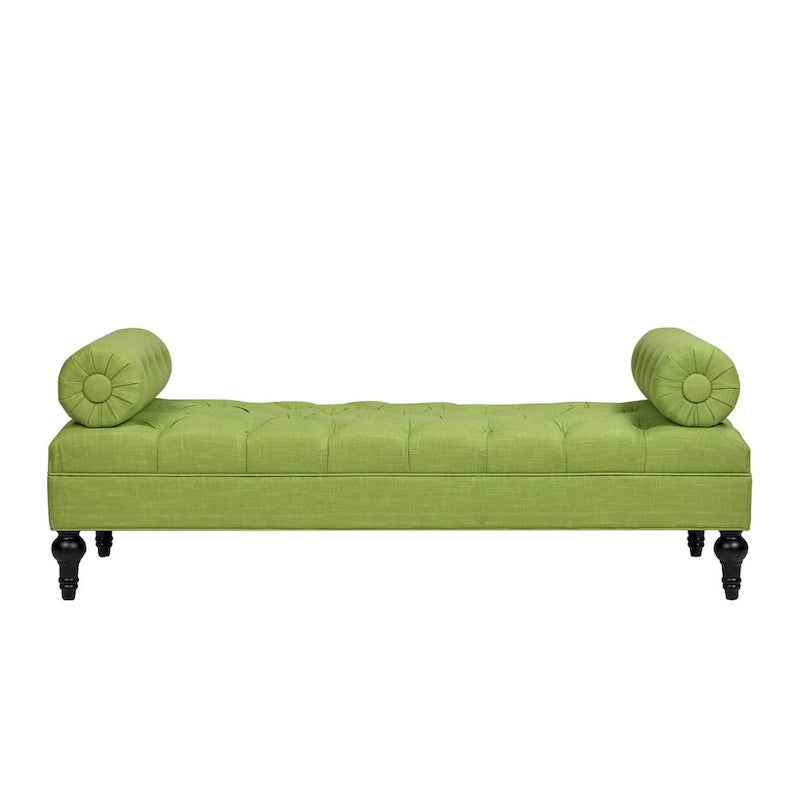 Banquette rembourrée en velours et tissu avec accoudoirs cylindriques – Bleu marine / Anthracite / Violet / Gris / Pêche / Rose / Or / Lavande / Beige / Chartreuse – 2 places