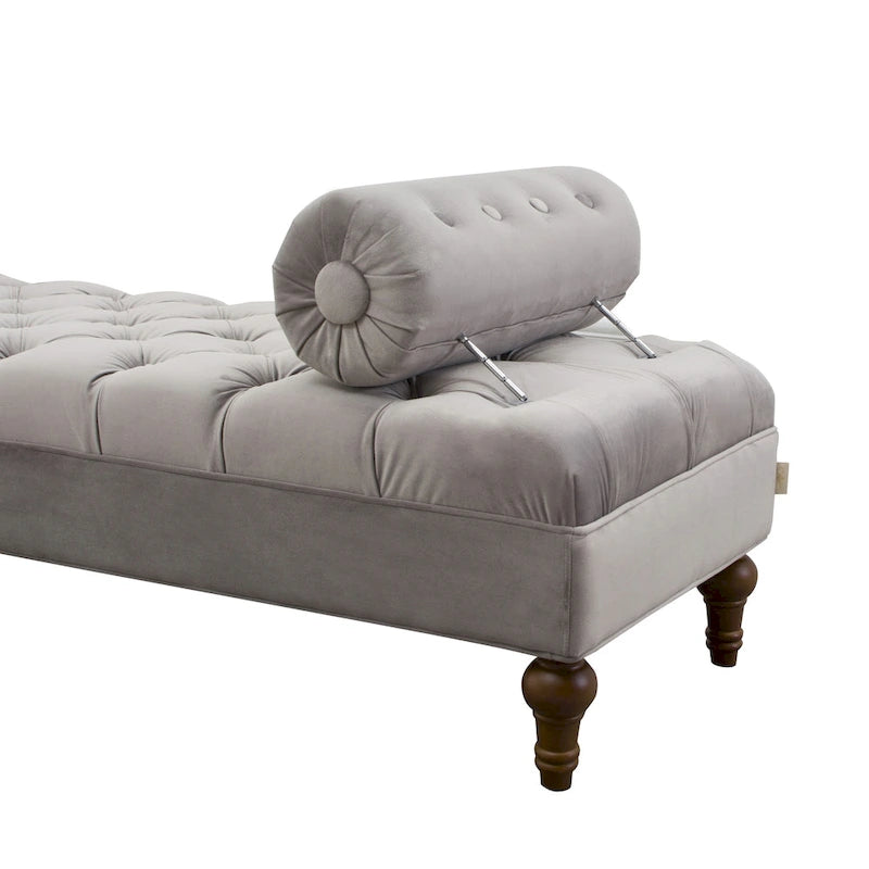 Banquette rembourrée en velours et tissu avec accoudoirs cylindriques – Bleu marine / Anthracite / Violet / Gris / Pêche / Rose / Or / Lavande / Beige / Chartreuse – 2 places