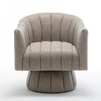 Fauteuil pivotant rond et touffeté en similicuir mi-siècle, moutarde/abricot foncé/noir/marron - Usage unique