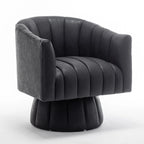 Fauteuil pivotant rond et touffeté en similicuir mi-siècle, moutarde/abricot foncé/noir/marron - Usage unique