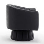 Fauteuil pivotant rond et touffeté en similicuir mi-siècle, moutarde/abricot foncé/noir/marron - Usage unique