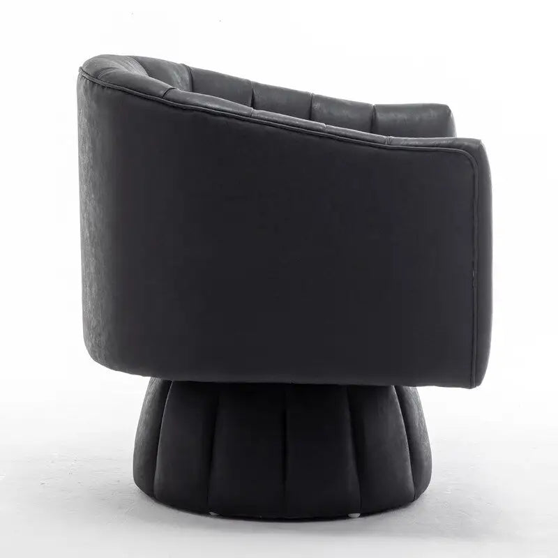 Fauteuil pivotant rond et touffeté en similicuir mi-siècle, moutarde/abricot foncé/noir/marron - Usage unique