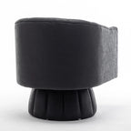 Fauteuil pivotant rond et touffeté en similicuir mi-siècle, moutarde/abricot foncé/noir/marron - Usage unique