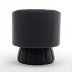 Fauteuil pivotant rond et touffeté en similicuir mi-siècle, moutarde/abricot foncé/noir/marron - Usage unique
