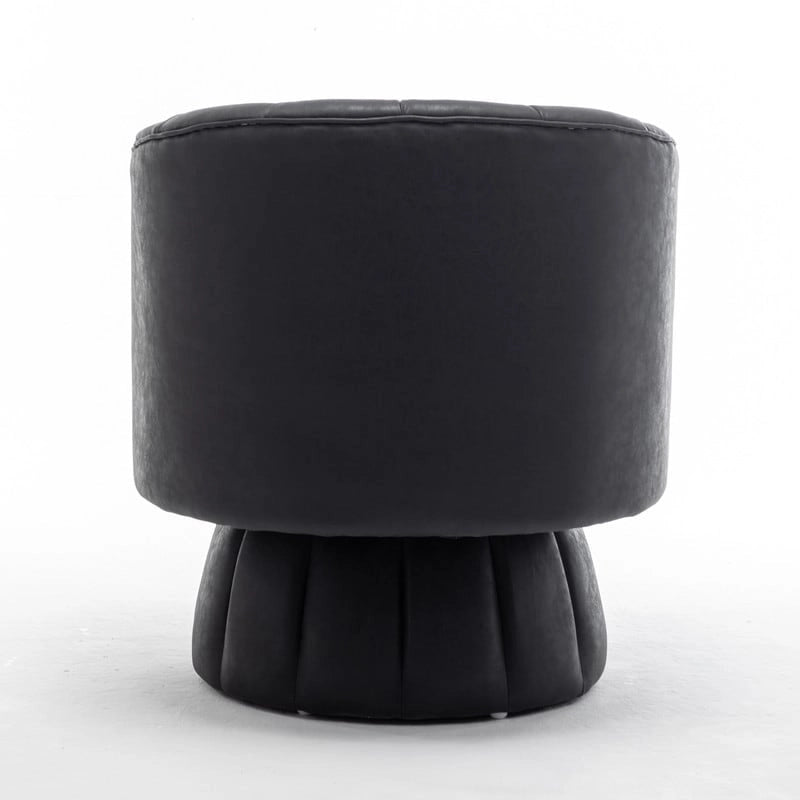 Fauteuil pivotant rond et touffeté en similicuir mi-siècle, moutarde/abricot foncé/noir/marron - Usage unique