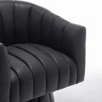 Fauteuil pivotant rond et touffeté en similicuir mi-siècle, moutarde/abricot foncé/noir/marron - Usage unique
