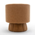 Fauteuil pivotant rond et touffeté en similicuir mi-siècle, moutarde/abricot foncé/noir/marron - Usage unique