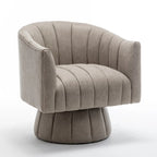 Fauteuil pivotant rond et touffeté en similicuir mi-siècle, moutarde/abricot foncé/noir/marron - Usage unique