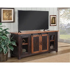 Meuble TV rustique de ferme en pin massif avec portes coulissantes - Noir antique / Blanc gris / Naturel / Blanc antique / Miel Tabac / Espresso / Gris - Usage unique