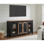Meuble TV rustique de ferme en pin massif avec portes coulissantes - Noir antique / Blanc gris / Naturel / Blanc antique / Miel Tabac / Espresso / Gris - Usage unique