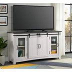 Meuble TV rustique de ferme en pin massif avec portes coulissantes - Noir antique / Blanc gris / Naturel / Blanc antique / Miel Tabac / Espresso / Gris - Usage unique