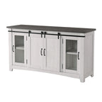Meuble TV rustique de ferme en pin massif avec portes coulissantes - Noir antique / Blanc gris / Naturel / Blanc antique / Miel Tabac / Espresso / Gris - Usage unique