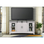 Meuble TV rustique de ferme en pin massif avec portes coulissantes - Noir antique / Blanc gris / Naturel / Blanc antique / Miel Tabac / Espresso / Gris - Usage unique
