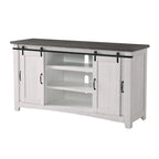 Meuble TV rustique de ferme en pin massif avec portes coulissantes - Noir antique / Blanc gris / Naturel / Blanc antique / Miel Tabac / Espresso / Gris - Usage unique