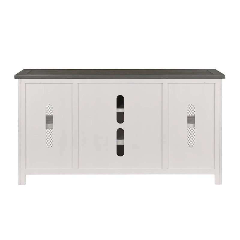 Meuble TV rustique de ferme en pin massif avec portes coulissantes - Noir antique / Blanc gris / Naturel / Blanc antique / Miel Tabac / Espresso / Gris - Usage unique