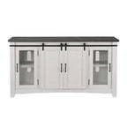 Meuble TV rustique de ferme en pin massif avec portes coulissantes - Noir antique / Blanc gris / Naturel / Blanc antique / Miel Tabac / Espresso / Gris - Usage unique