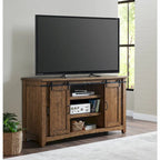 Meuble TV rustique de ferme en pin massif avec portes coulissantes - Noir antique / Blanc gris / Naturel / Blanc antique / Miel Tabac / Espresso / Gris - Usage unique