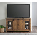 Meuble TV rustique de ferme en pin massif avec portes coulissantes - Noir antique / Blanc gris / Naturel / Blanc antique / Miel Tabac / Espresso / Gris - Usage unique