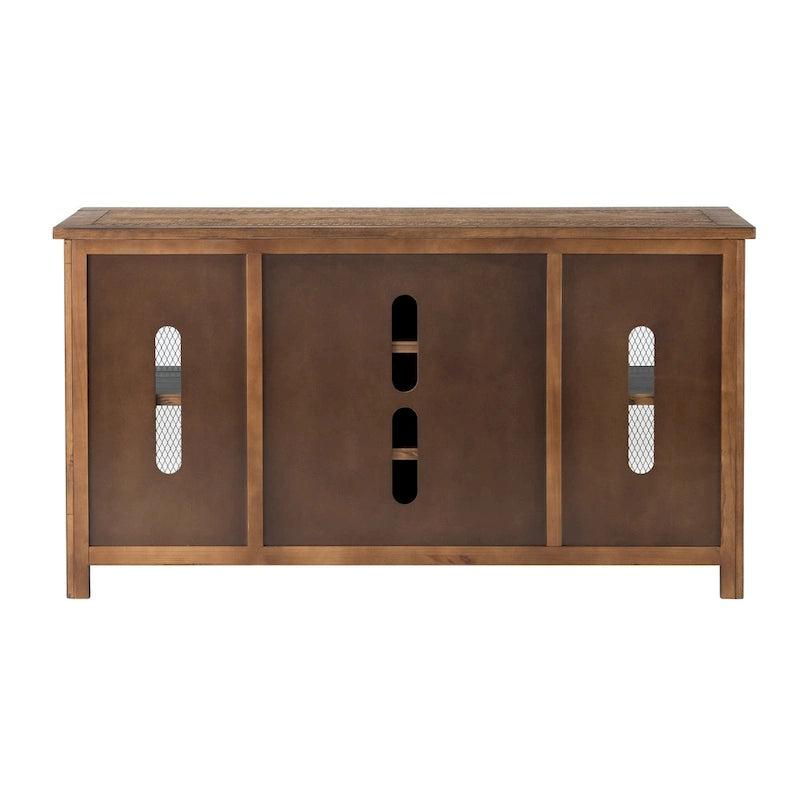 Meuble TV rustique de ferme en pin massif avec portes coulissantes - Noir antique / Blanc gris / Naturel / Blanc antique / Miel Tabac / Espresso / Gris - Usage unique