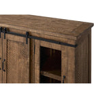 Meuble TV rustique de ferme en pin massif avec portes coulissantes - Noir antique / Blanc gris / Naturel / Blanc antique / Miel Tabac / Espresso / Gris - Usage unique