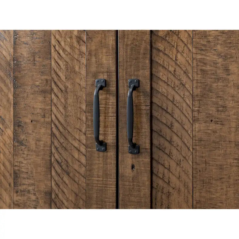 Meuble TV rustique de ferme en pin massif avec portes coulissantes - Noir antique / Blanc gris / Naturel / Blanc antique / Miel Tabac / Espresso / Gris - Usage unique
