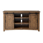 Meuble TV rustique de ferme en pin massif avec portes coulissantes - Noir antique / Blanc gris / Naturel / Blanc antique / Miel Tabac / Espresso / Gris - Usage unique
