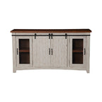 Meuble TV rustique de ferme en pin massif avec portes coulissantes - Noir antique / Blanc gris / Naturel / Blanc antique / Miel Tabac / Espresso / Gris - Usage unique