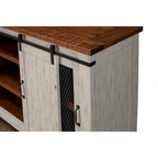Meuble TV rustique de ferme en pin massif avec portes coulissantes - Noir antique / Blanc gris / Naturel / Blanc antique / Miel Tabac / Espresso / Gris - Usage unique