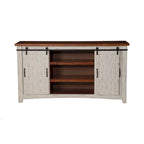 Meuble TV rustique de ferme en pin massif avec portes coulissantes - Noir antique / Blanc gris / Naturel / Blanc antique / Miel Tabac / Espresso / Gris - Usage unique