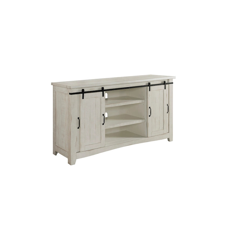 Meuble TV rustique de ferme en pin massif avec portes coulissantes - Noir antique / Blanc gris / Naturel / Blanc antique / Miel Tabac / Espresso / Gris - Usage unique