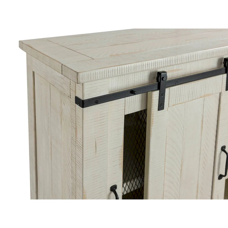 Meuble TV rustique de ferme en pin massif avec portes coulissantes - Noir antique / Blanc gris / Naturel / Blanc antique / Miel Tabac / Espresso / Gris - Usage unique