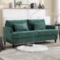 Causeuse en chenille mi-siècle moderne émeraude/grise/noire/rose/beige/orange avec cadre en bois et coussins amovibles - 2 places