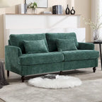 Causeuse en chenille mi-siècle moderne émeraude/grise/noire/rose/beige/orange avec cadre en bois et coussins amovibles - 2 places