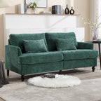 Causeuse en chenille mi-siècle moderne émeraude/grise/noire/rose/beige/orange avec cadre en bois et coussins amovibles - 2 places