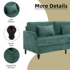 Causeuse en chenille mi-siècle moderne émeraude/grise/noire/rose/beige/orange avec cadre en bois et coussins amovibles - 2 places