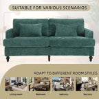 Causeuse en chenille mi-siècle moderne émeraude/grise/noire/rose/beige/orange avec cadre en bois et coussins amovibles - 2 places
