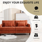 Causeuse en chenille mi-siècle moderne émeraude/grise/noire/rose/beige/orange avec cadre en bois et coussins amovibles - 2 places