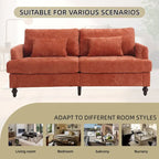 Causeuse en chenille mi-siècle moderne émeraude/grise/noire/rose/beige/orange avec cadre en bois et coussins amovibles - 2 places