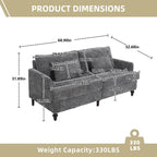 Causeuse en chenille mi-siècle moderne émeraude/grise/noire/rose/beige/orange avec cadre en bois et coussins amovibles - 2 places