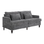 Causeuse en chenille mi-siècle moderne émeraude/grise/noire/rose/beige/orange avec cadre en bois et coussins amovibles - 2 places