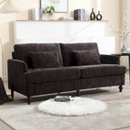 Causeuse en chenille mi-siècle moderne émeraude/grise/noire/rose/beige/orange avec cadre en bois et coussins amovibles - 2 places