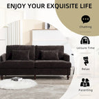 Causeuse en chenille mi-siècle moderne émeraude/grise/noire/rose/beige/orange avec cadre en bois et coussins amovibles - 2 places