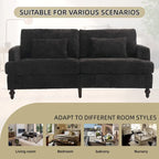 Causeuse en chenille mi-siècle moderne émeraude/grise/noire/rose/beige/orange avec cadre en bois et coussins amovibles - 2 places