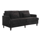 Causeuse en chenille mi-siècle moderne émeraude/grise/noire/rose/beige/orange avec cadre en bois et coussins amovibles - 2 places